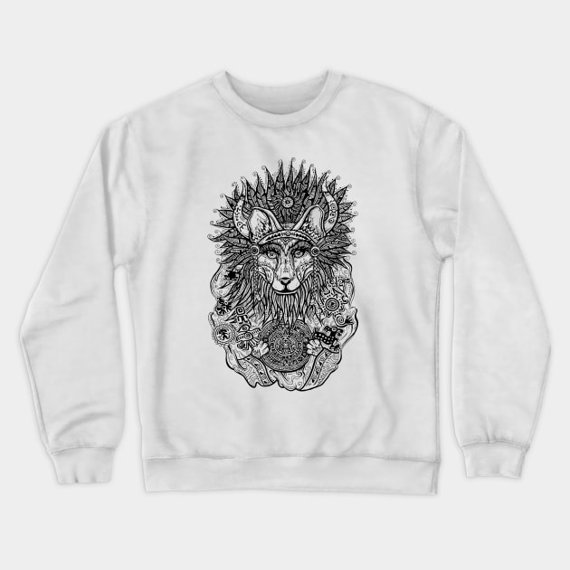 Indian Fox Holding Mayan Calendar, Funny Cute Fox Lover Gift T-Shirt Crewneck Sweatshirt by g14u